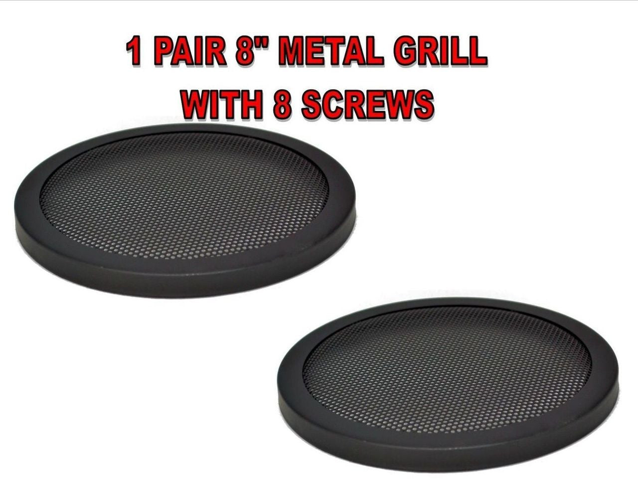 1 PAIR 8" INCH CAR SPEAKER WOOFER STEEL MESH GRILL W/ SPEED CLIPS & SCREWS GT-8