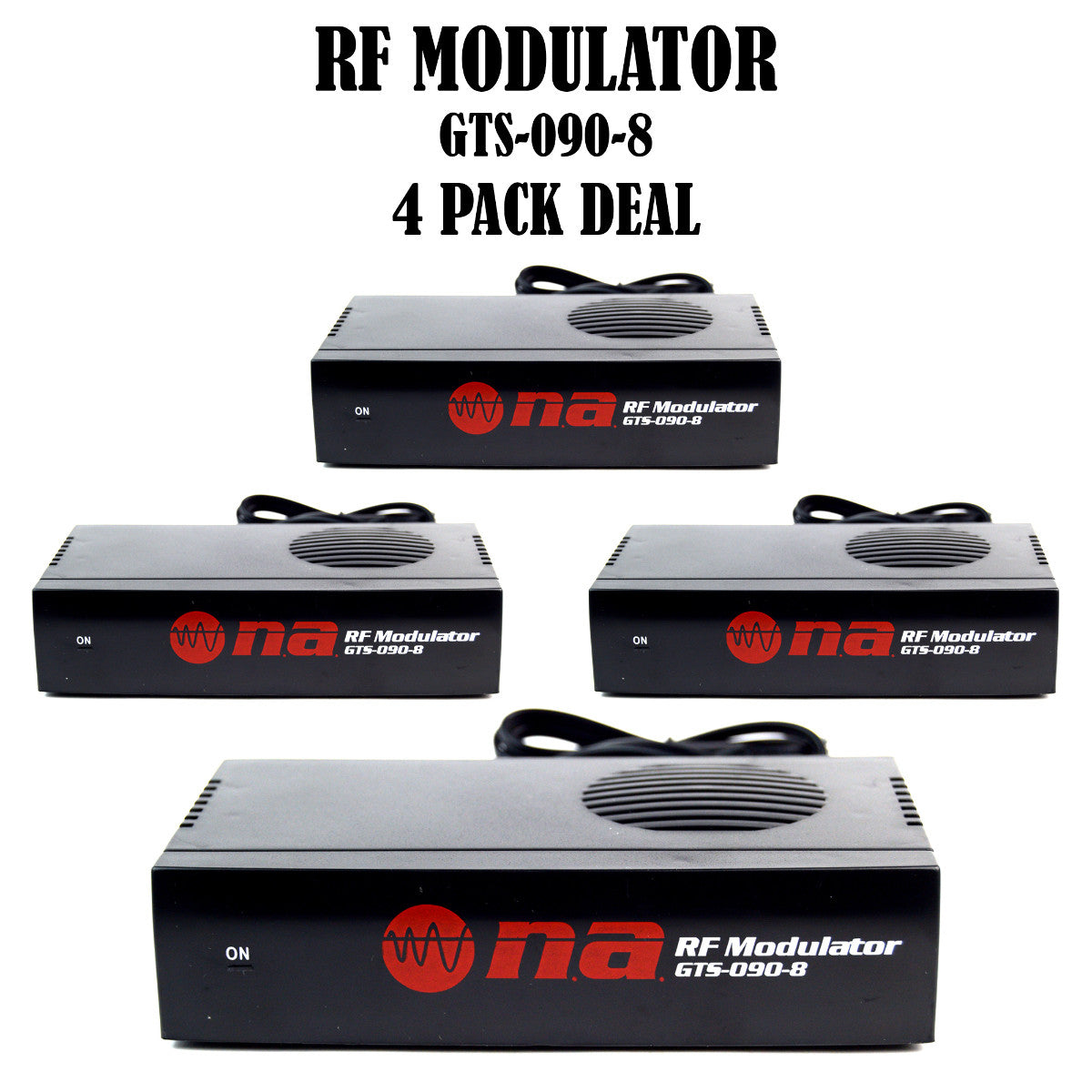 4 pack RF Modulator Universal AV RCA Output to F Type Coaxial Signal C ...