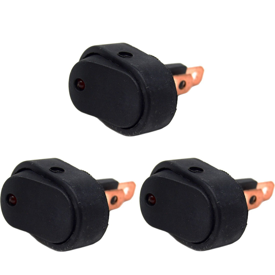 Illuminated Oval Rocker Switch 12 Volt On/Off Red LED 3 Pcs.