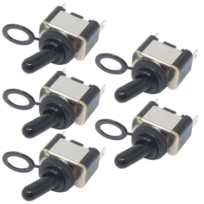 5-Pc Heavy Duty Toggle Switch 15A SPST 2-Pin ON/OFF Waterproof RZR Golf Cart Car