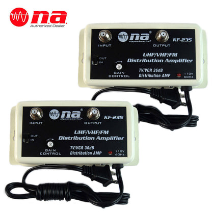 2 Pack 36 DB Cable Antenna Color TV Booster Signal Amplifier VHF UHF FM HDTV