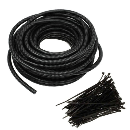 100 Ft 1/4" Split Wire Loom Tubing Combo 100 Pcs 4" Nylon Cable Zip Ties