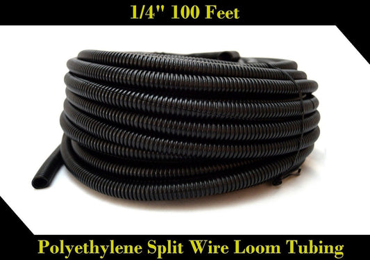 Wire Loom Black 100' Feet 1/4" Split Tubing Hose Cover Auto Home Marine