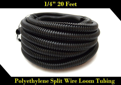 20 FT 1/4" INCH Split Loom Tubing Wire Conduit Hose Cover Auto Home Marine Black