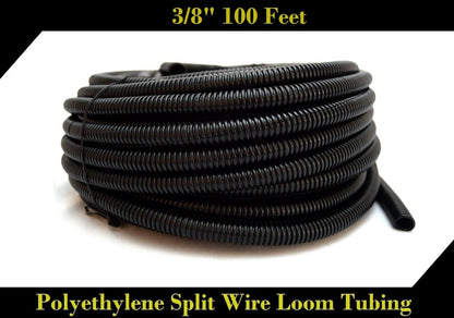 Wire Loom Black 100' Feet 3/8" Split Tubing Hose Conduit Cover Auto Home Marine