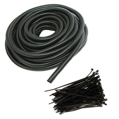 100 Ft 3/4" Split Wire Loom Tubing Combo 100 Pcs 4" Nylon Cable Zip Ties