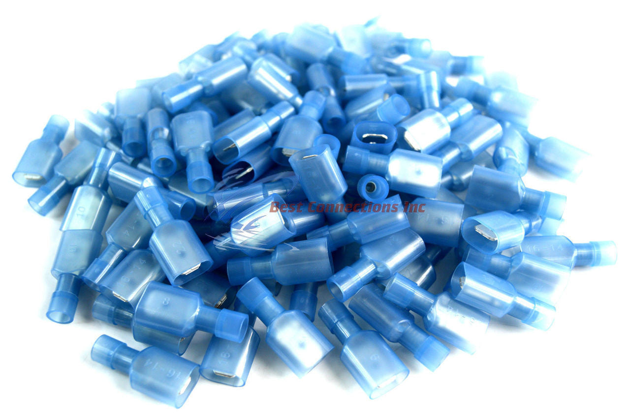 100 pcs Blue Male Disconnect Nylon 16-14 gauge AWG 1/4" Audio Video Scosche