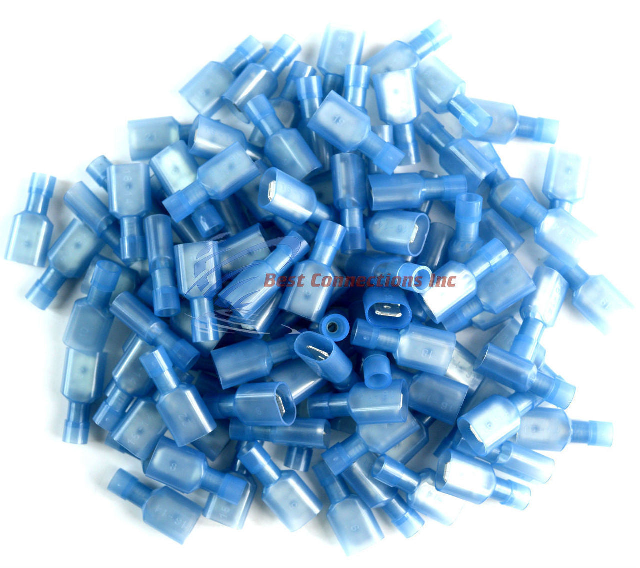 100 pcs Blue Male Disconnect Nylon 16-14 gauge AWG 1/4" Audio Video Scosche