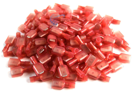 100 pcs Red Male Disconnect Nylon 22-18 gauge AWG 1/4" Audio Video