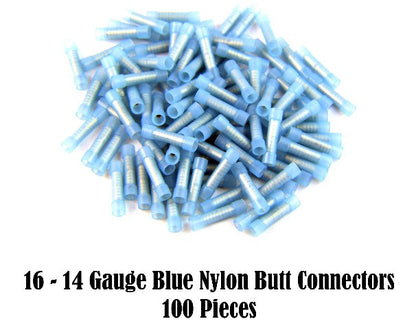 Install Bay Blue 16/14 Gauge Seamless Nylon Butt Connectors 100 Pack