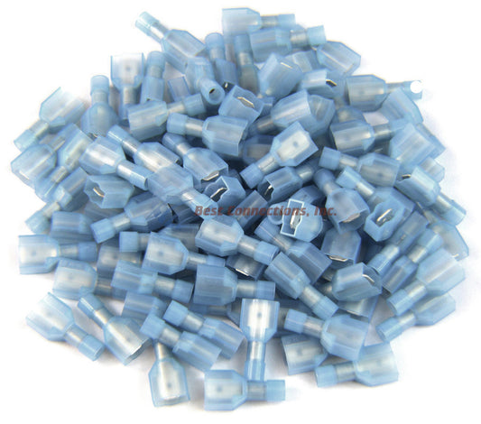 100 PK Blue Male Disconnect Nylon 16-14 gauge AWG 1/4" Audio Video Install Bay