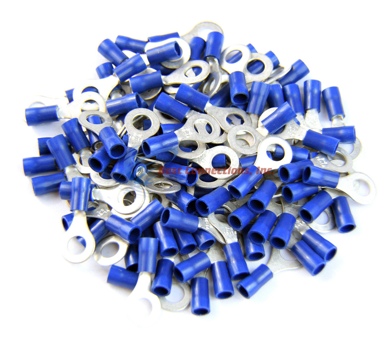 100 PK Blue Vinyl Insulated Ring Terminal 16-14 Gauge 1/4" Metra Install Bay