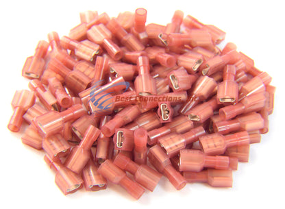 100 PK Red Female Disconnect Nylon 22-18 gauge AWG 1/4" Audio Video Install Bay