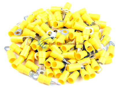 Yellow Vinyl Ring Terminal Connector #10 12-10 Gauge AWG 100 PCS Install Bay