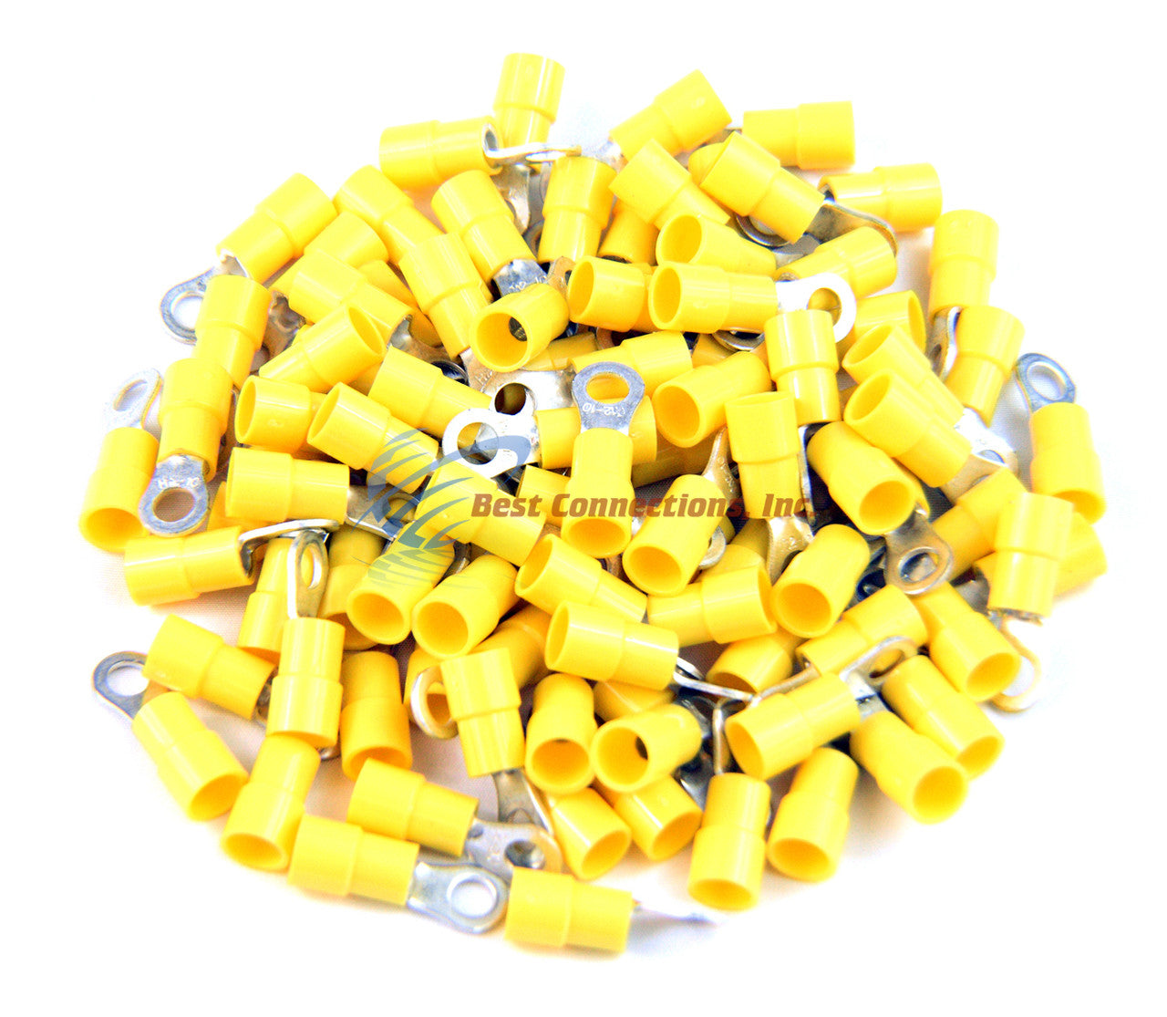 Yellow Vinyl Ring Terminal Connector #10 12-10 Gauge AWG 100 PCS Install Bay