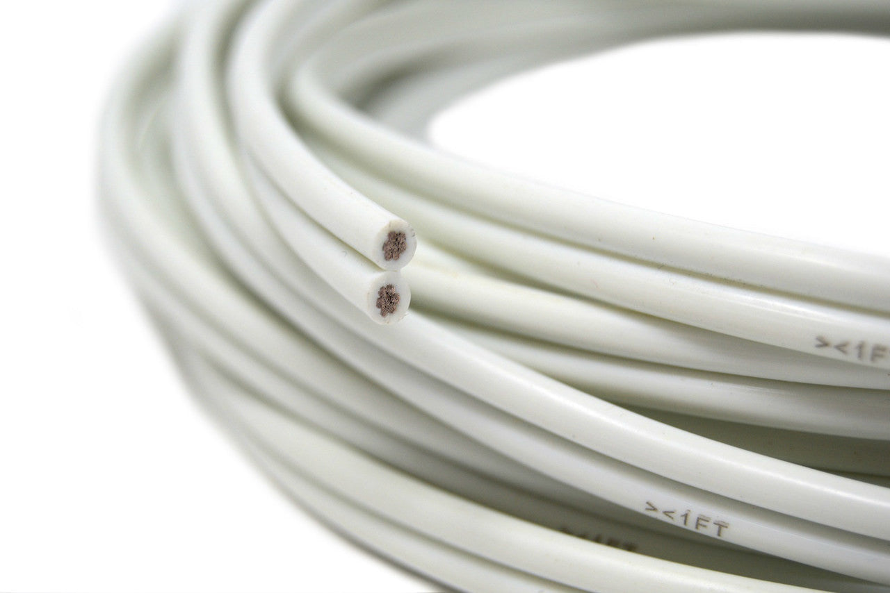 25 FT 12 GAUGE WHITE MARINE SPEAKER WIRE STRANDED TIN COPPER PLATED