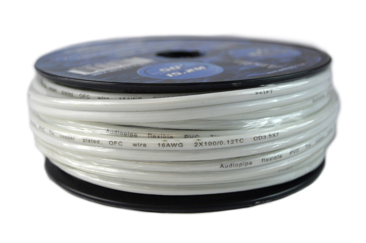 Two Rolls 50 Feet 16 Gauge White Marine Wire Tin Copper Plated OFC Speaker Cable