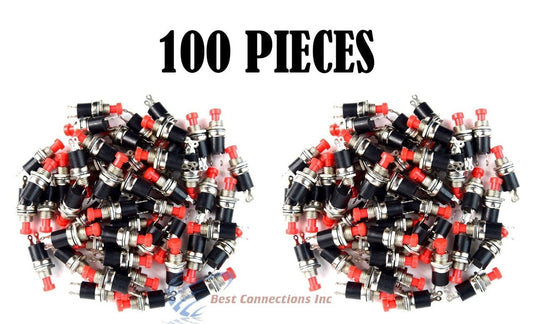 100 pcs Mini Push Button SPST Momentary N/O Switch Red 2 Pins 100 Pack NB-602