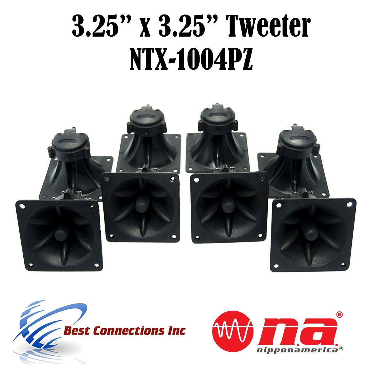 4 Pair of 3.25" x 3.25" Piezo Tweeter Element DJ Speaker Car Audio Square Single Super Horn NTX-1004PZ