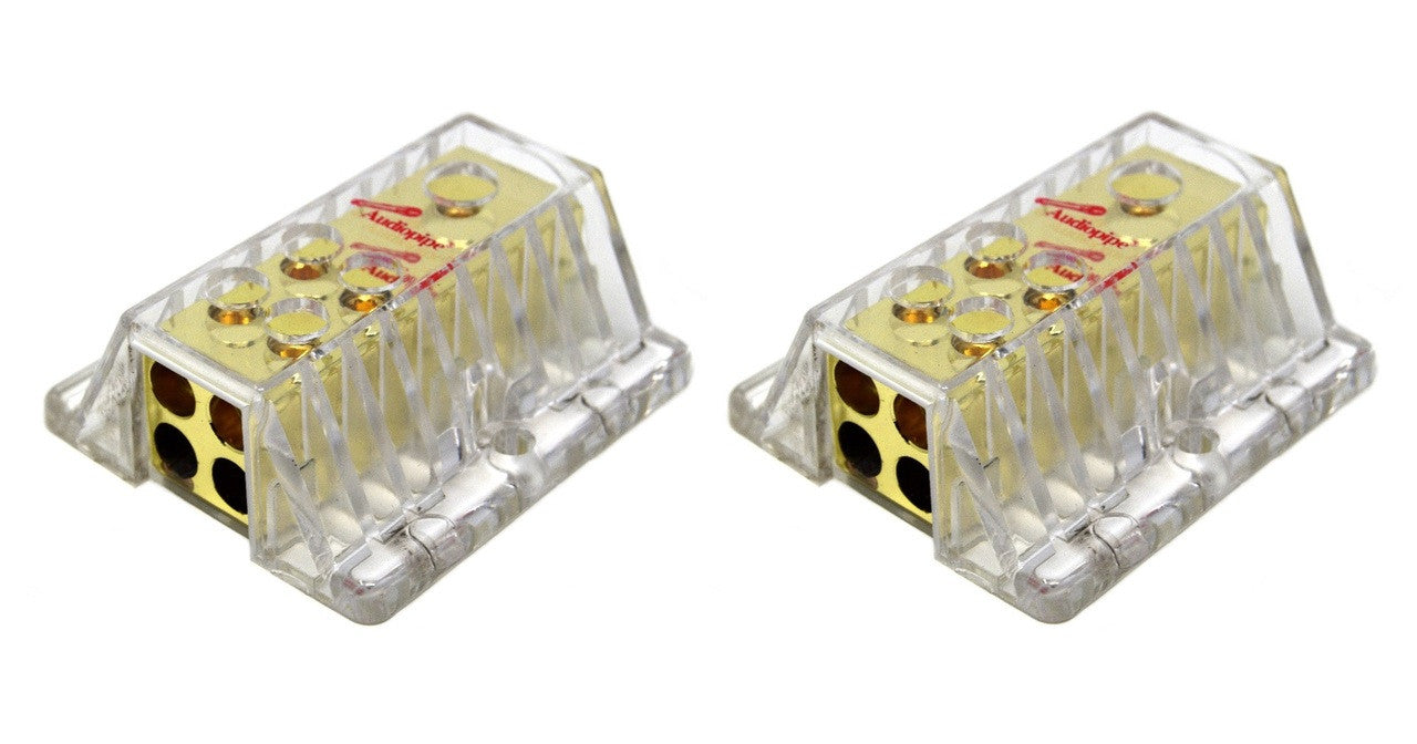 2 Pack Audiopipe 1 to 4 Power Distribution Blocks 4 Gauge Input, 8 Gau ...