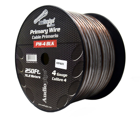 4 GA BLACK POWER WIRE PRIMARY GROUND 250FT COPPER MIX CABLE CAR AUDIO AMPLIFIER