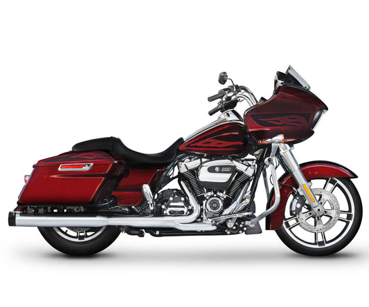 Rinehart Racing DBX40 4" Slip-On Mufflers Chrome with Black End Caps for 1995-2016 H-D Touring models - 500-0162