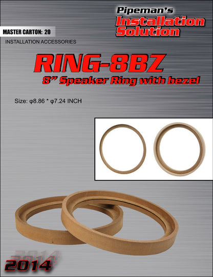 1 Pair 8"  MDF WOOD Speaker Ring Recess With Bezel Fiber Glass Molds