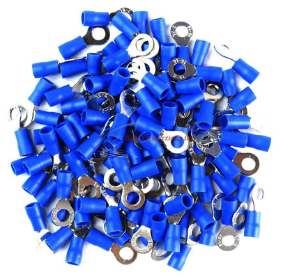 100 PCS #10 Metal Ring Terminal Connector 14-16 AWG Vinyl Crimp Scosche