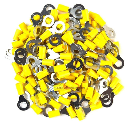 100 Pieces Vinyl Yellow 5/16" Ring Terminal Connector 12 - 10 Gauge AWG Scosche