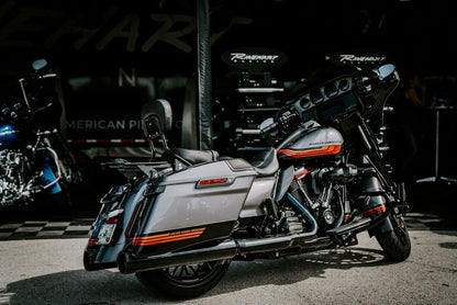 Rinehart Racing 4.5” Black Chrome Slip-On PVD Coated Mufflers With End Caps for M8 Harley