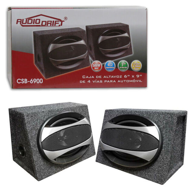 Pair of Audiopipe Audiodrift 6 x 9 Inch 500 Watt 4 Way Car Speaker Boxes CSB9000