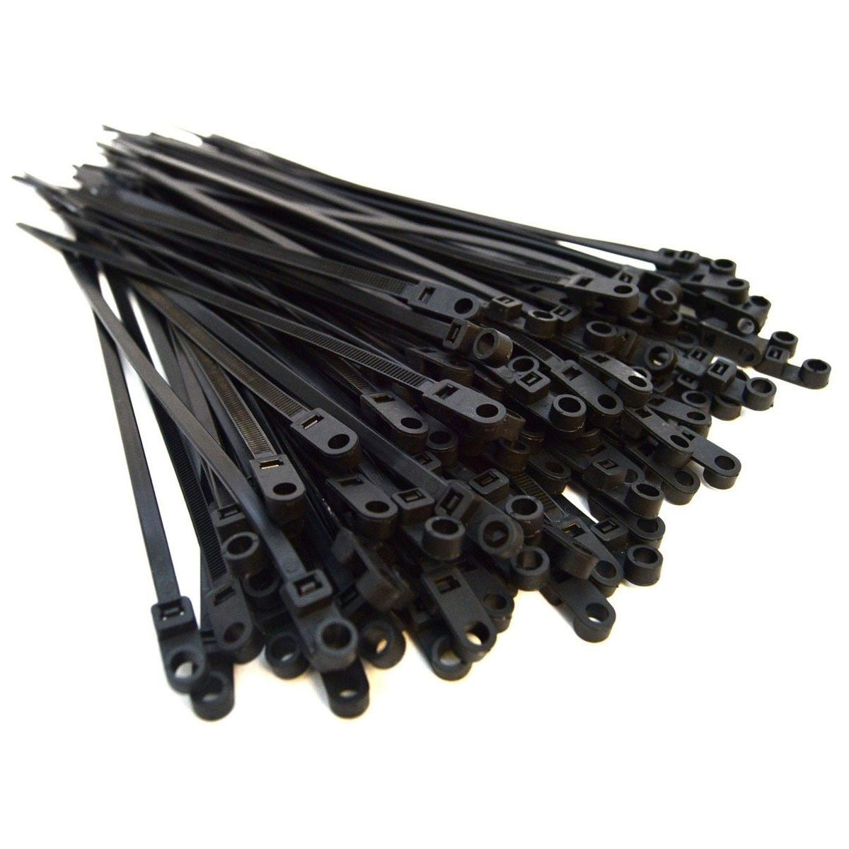 10,000 Pieces 8" Screw Down Nylon Cable Zip Ties Mounting Hole 50 Lbs Test Black