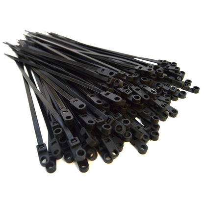 1000 Pieces 8" Screw Down Nylon Cable Zip Ties Mounting Hole 50 Lbs Test Black