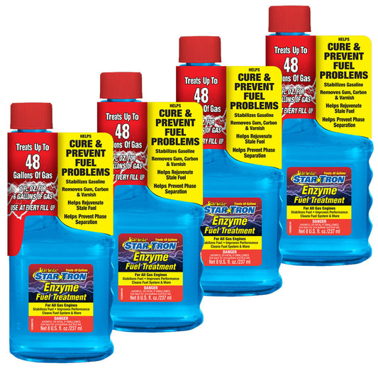 StarBrite Star Tron Enzyme Fuel Treatment, Small Engine Formula, 8 Fl Oz Treats up to 48 Gallons Gas Additive Rejuvenates & Stabilizes Old Gasoline, Cures & Prevents Ethanol Problems - 4 Pack