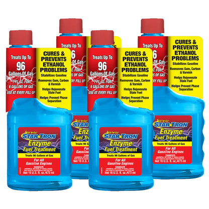 StarBrite Star Tron Enzyme Fuel Treatment, Small Engine Formula, 16 Fl Oz Treats up to 96 Gallons Gas Additive Rejuvenates & Stabilizes Old Gasoline, Cures & Prevents Ethanol Problems - 4 Pack