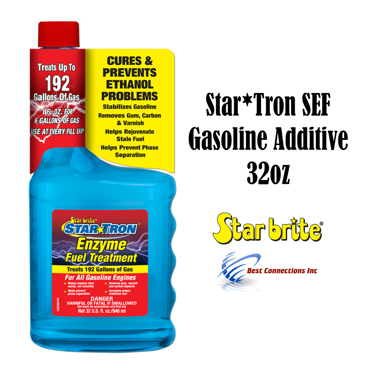 StarBrite 2 Pack Star Tron Enzyme Fuel Treatment SEF Gasoline Formula - 1 oz Treats 6 Gallons - 32 Oz.