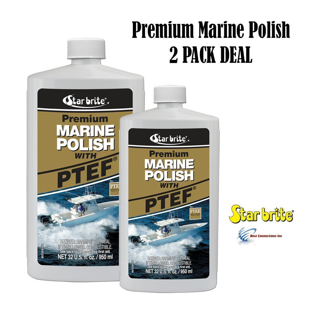 StarBrite Premium Marine Polish - Maximum UV Protection & High Gloss Finish - UV Inhibitors Stop Fading, Chalking & Oxidation While Repelling Water, Stains & Marine Deposits - 2 Pack