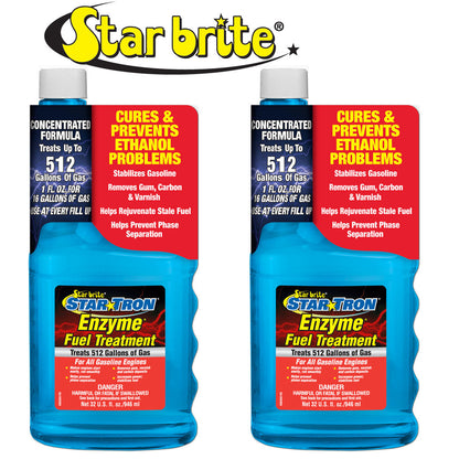 2-Pack Star Brite Star Tron Enzyme Fuel Treatment Concentrated Gas Formula 32oz