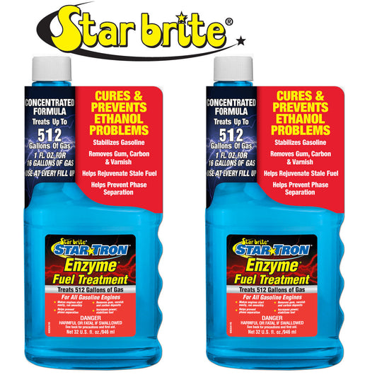 2-Pack Star Brite Star Tron Enzyme Fuel Treatment Concentrated Gas Formula 32oz