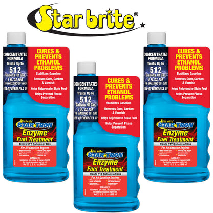 3-Pack Star Brite Star Tron Enzyme Fuel Treatment Concentrated Gas Formula 32oz