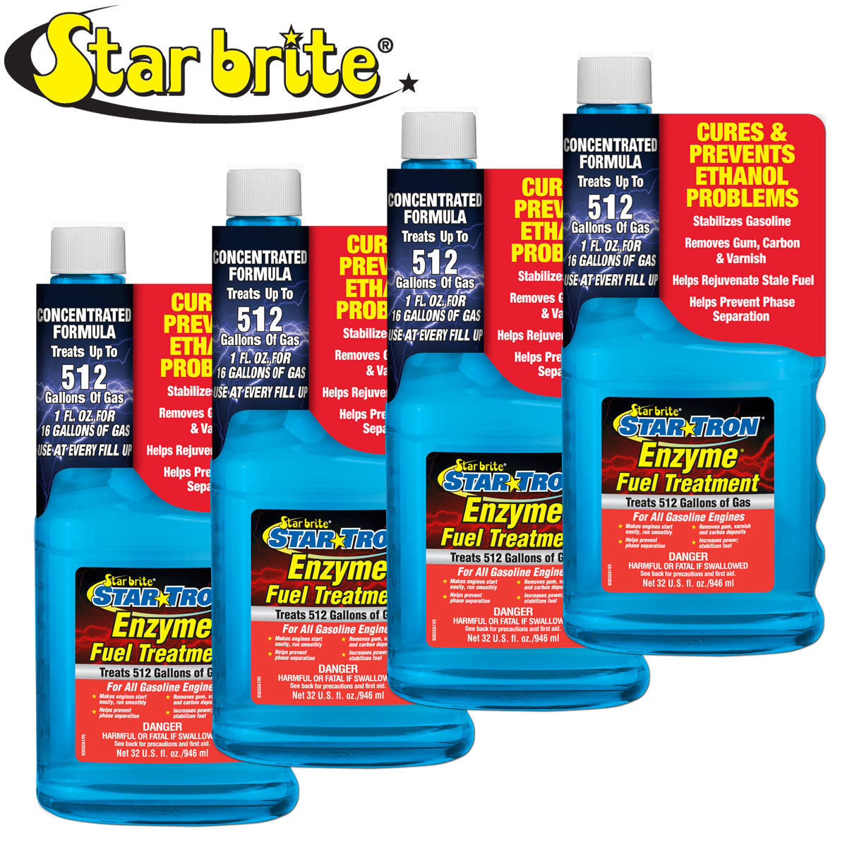 4-Pack Star Brite Star Tron Enzyme Fuel Treatment Concentrated Gas Formula 32oz